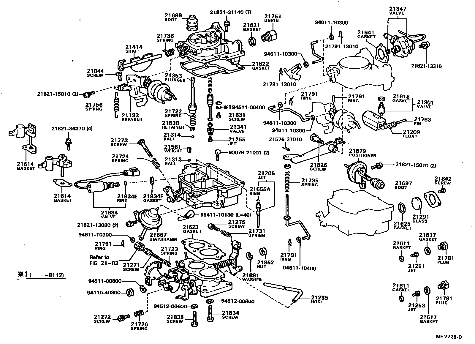 Toyota COROLLA 化油器 EPC diagram — MF2726D