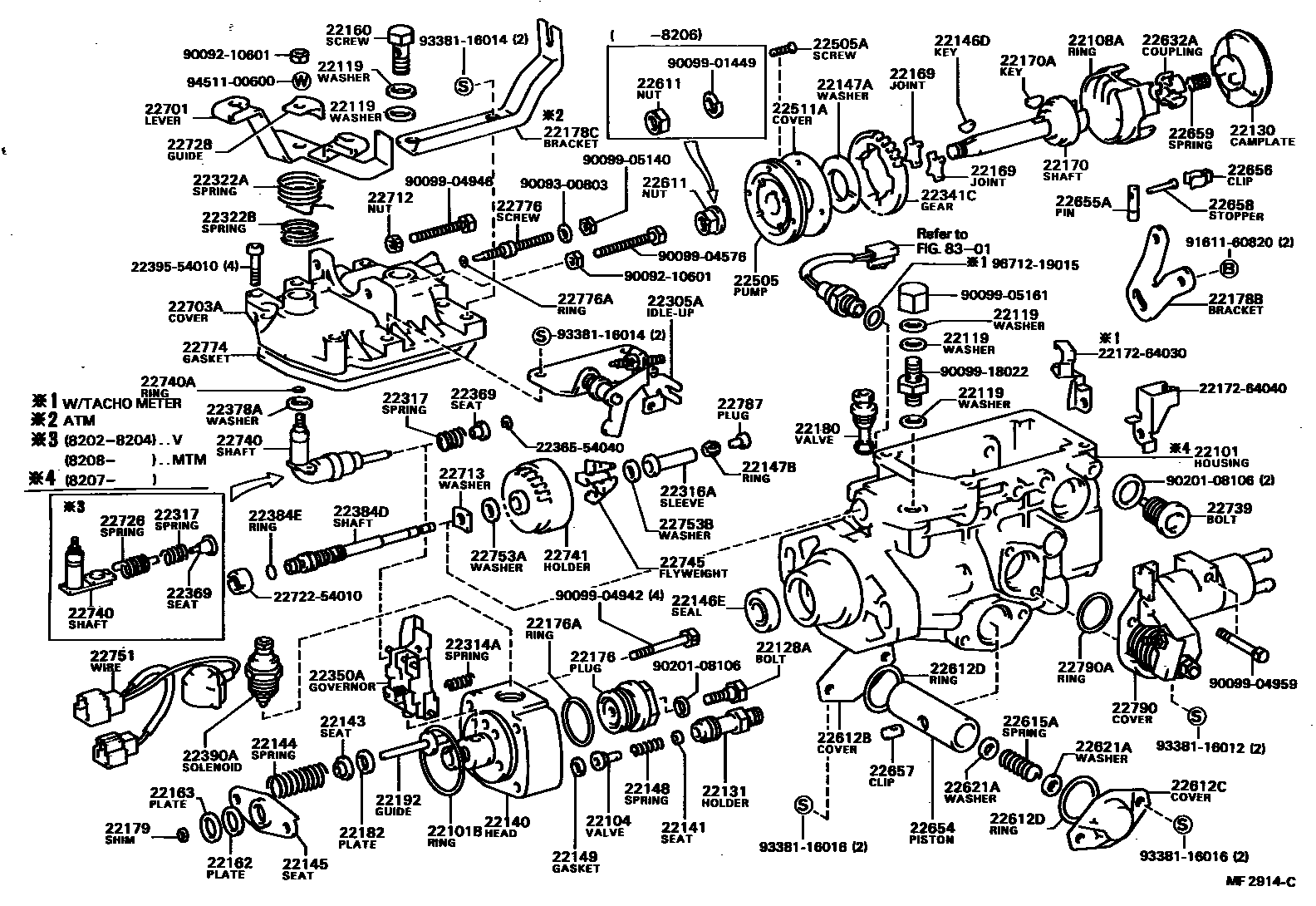 Toyota COROLLA 喷油泵体 EPC diagram — MF2914C