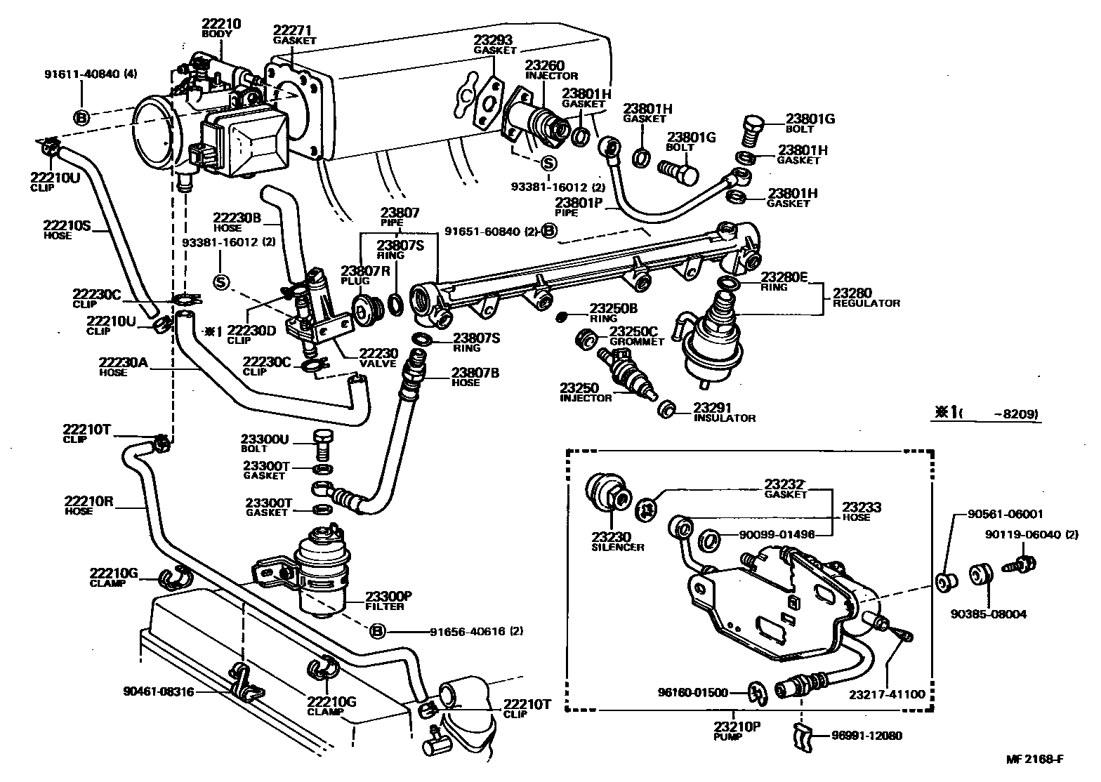 Toyota COROLLA 燃油喷射系统 EPC diagram — MF2168F