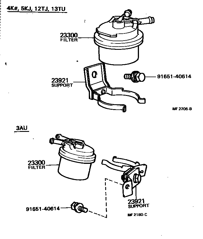 Toyota COROLLA fuel filter EPC diagram — AS0105B