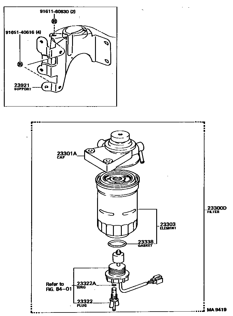 Toyota COROLLA fuel filter EPC diagram — MA9419