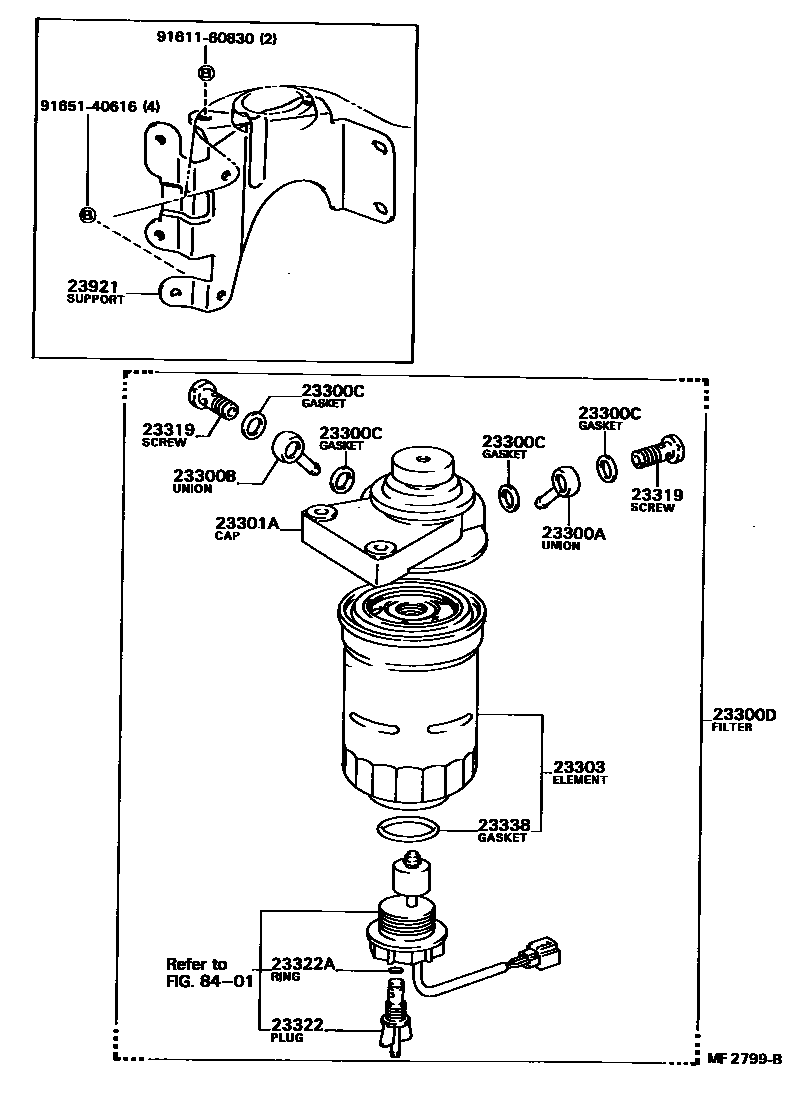 Toyota COROLLA fuel filter EPC diagram — MF2799B