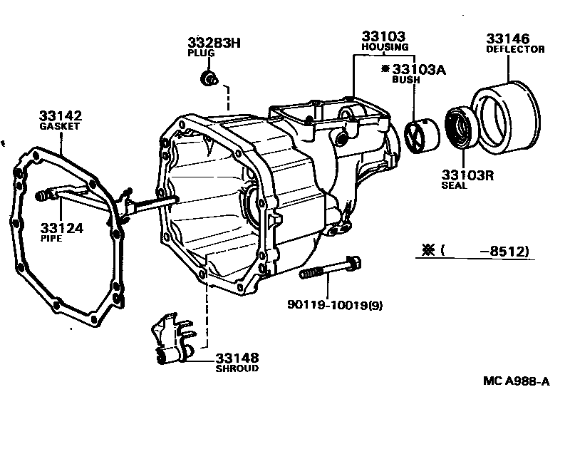 Toyota COROLLA Extended shell (MTM) EPC diagram — MCA988A