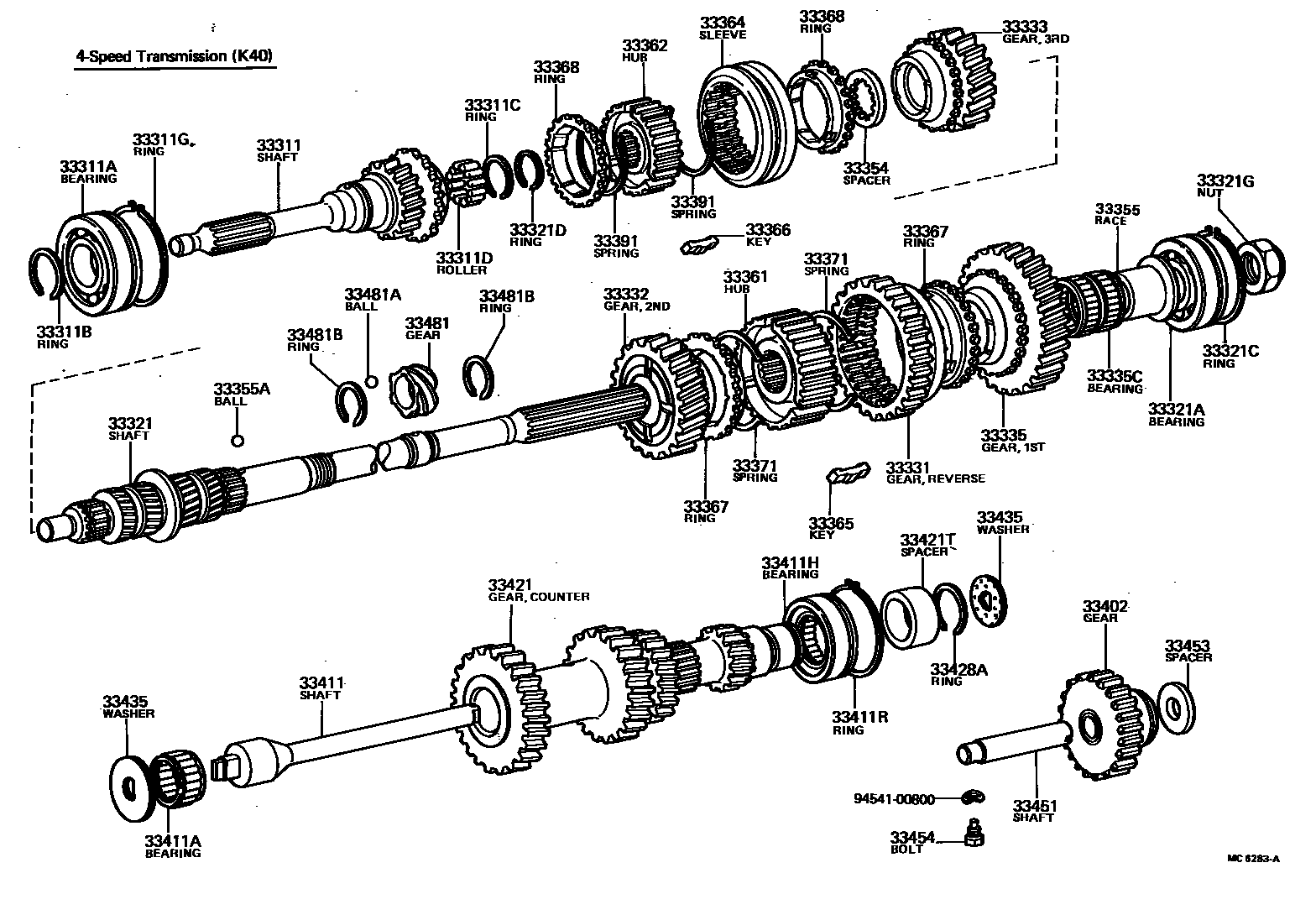 Toyota COROLLA 变速器齿轮(MTM) EPC diagram — MC6283A