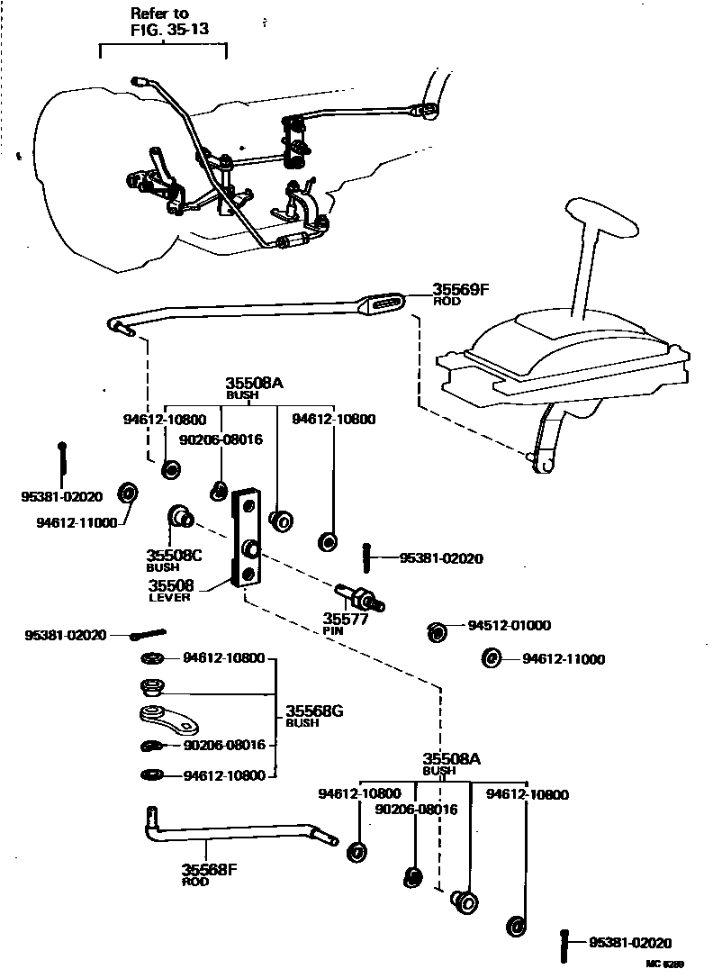 Toyota COROLLA Shift Lever & Retainer EPC diagram — MC6289