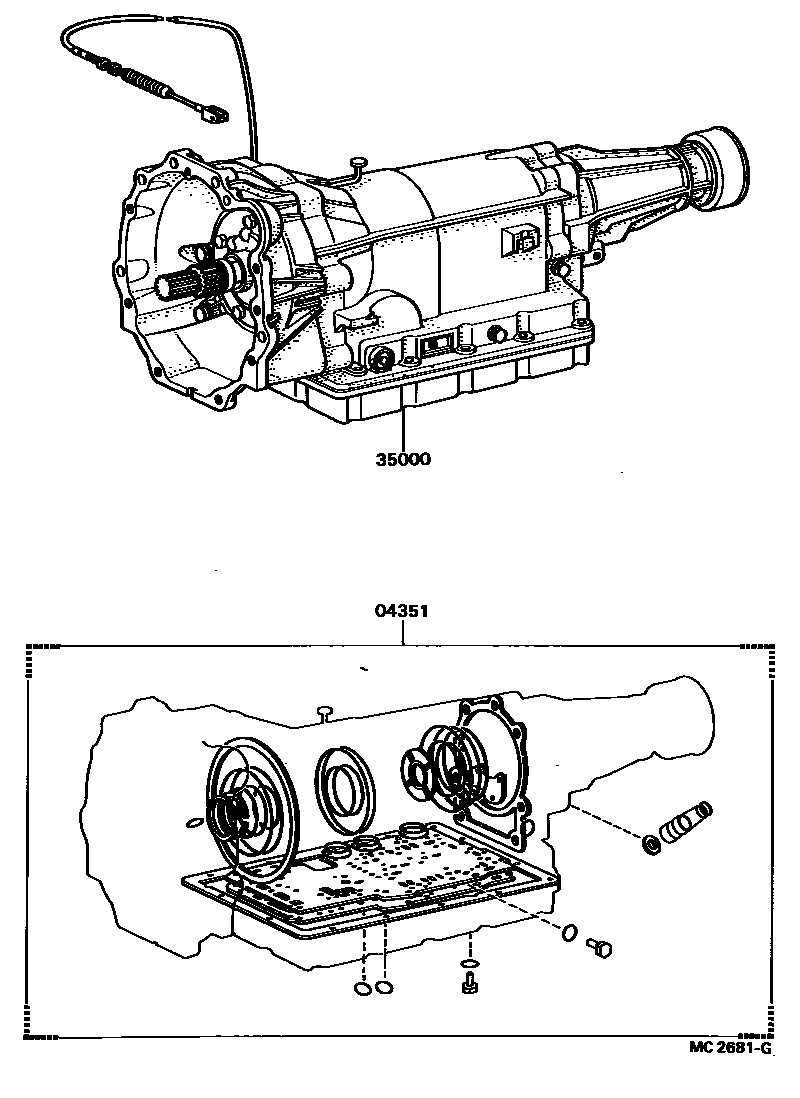Toyota COROLLA 传动桥或变速器总成和衬垫组件(ATM) EPC diagram — MC2681G