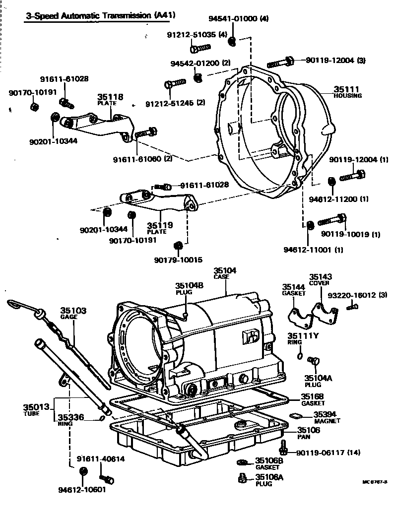Toyota COROLLA 变速器壳和油底壳(ATM) EPC diagram — MC6767B