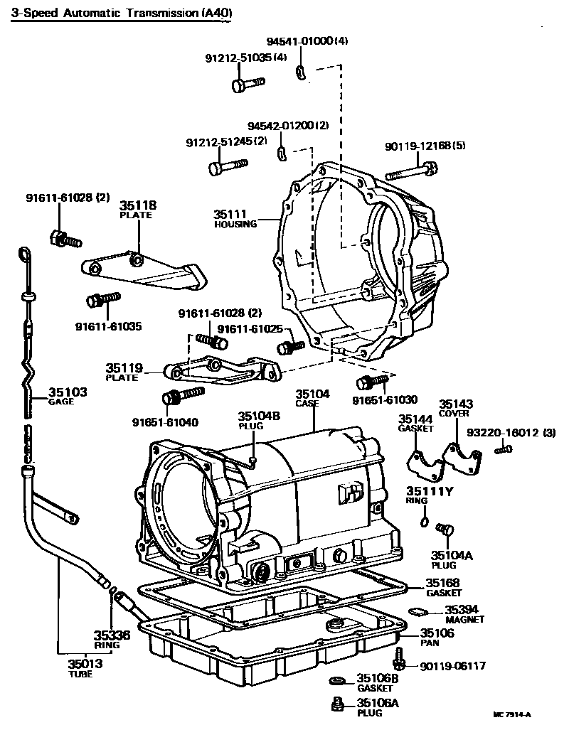 Toyota COROLLA 变速器壳和油底壳(ATM) EPC diagram — MC7914A