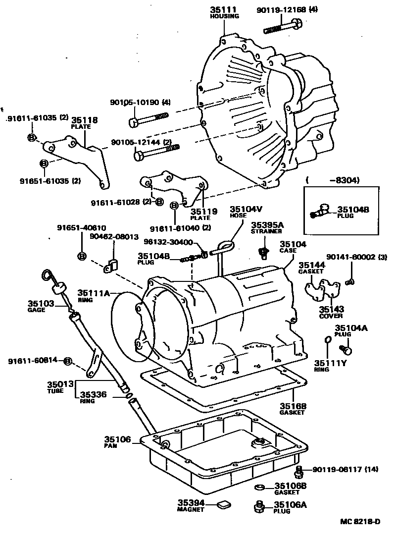 Toyota COROLLA 变速器壳和油底壳(ATM) EPC diagram — MC8218D