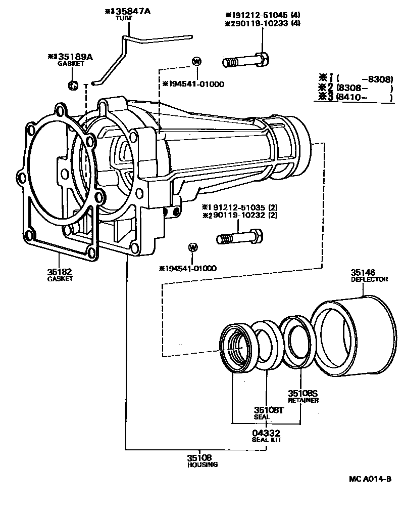 Toyota COROLLA Extension shell (ATM) EPC diagram — MCA014B
