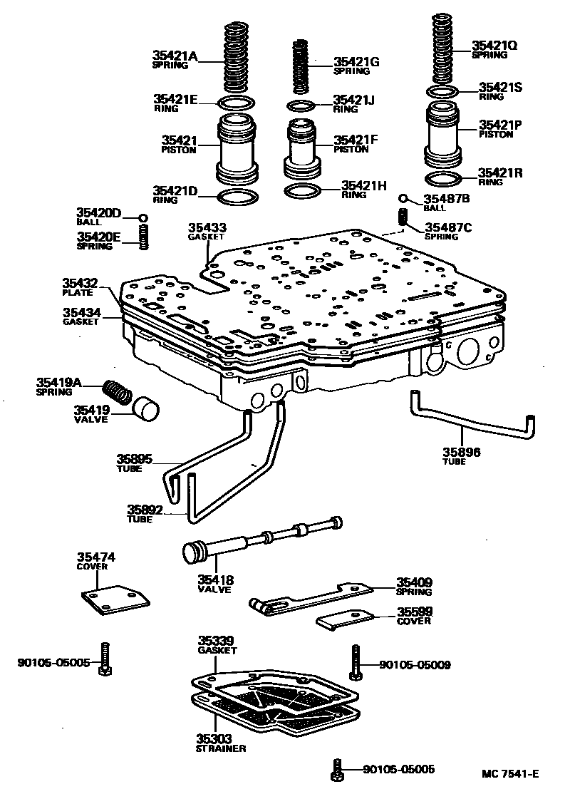 Toyota COROLLA 阀体和滤油网(ATM) EPC diagram — MC7541E