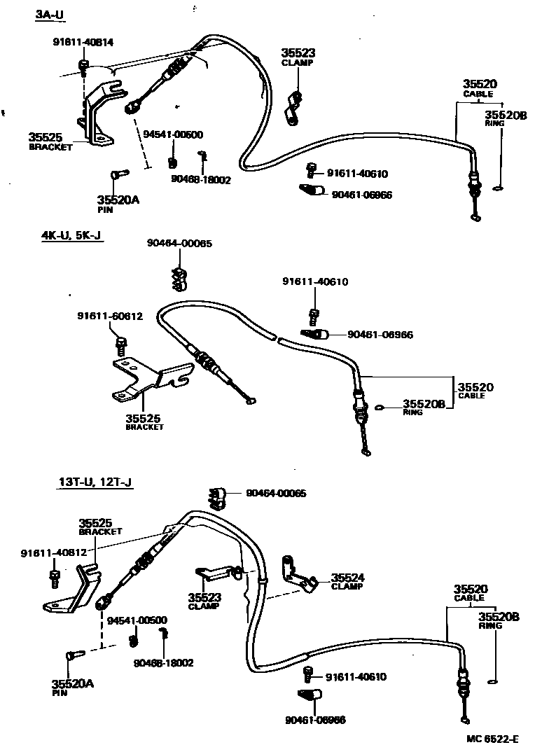 Toyota COROLLA 节气阀连杆和阀杆(ATM) EPC diagram — MC6522E