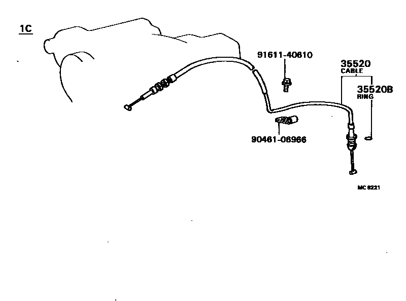 Toyota COROLLA 节气阀连杆和阀杆(ATM) EPC diagram — MC8221