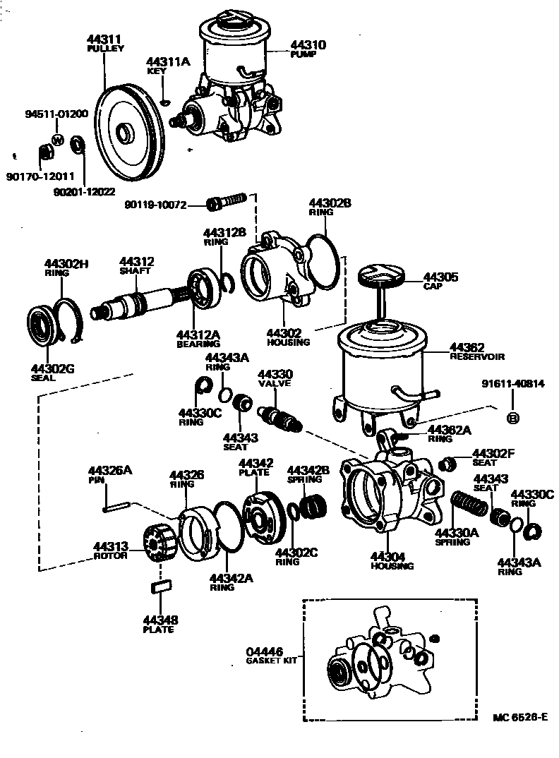 Toyota COROLLA 叶片泵和储油罐(动力转向) EPC diagram — MC6526E