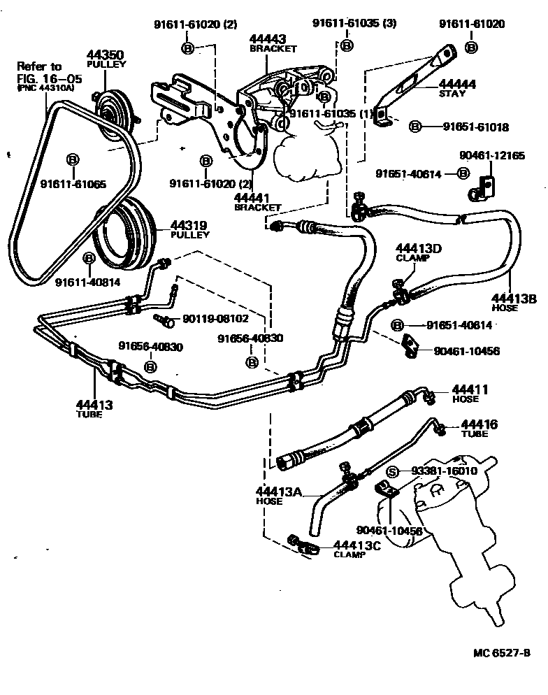 Toyota COROLLA 动力转向配管 EPC diagram — MC6527B