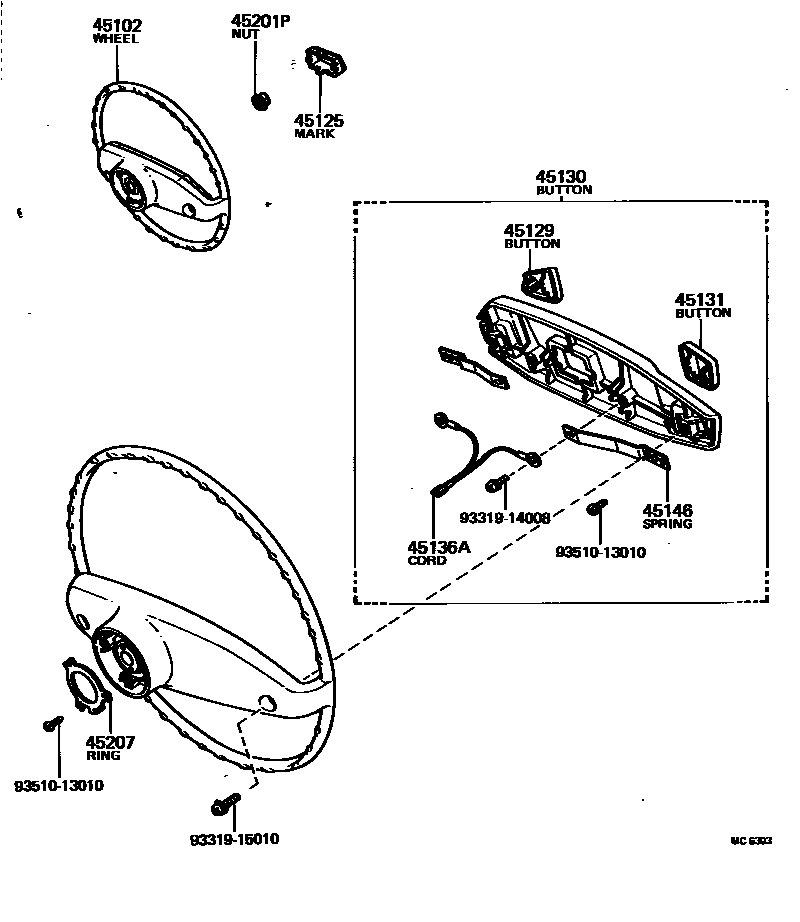 Toyota COROLLA Steering Wheel EPC diagram — MC6303