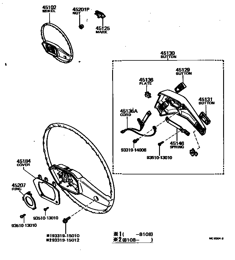Toyota COROLLA Steering Wheel EPC diagram — MC6304B