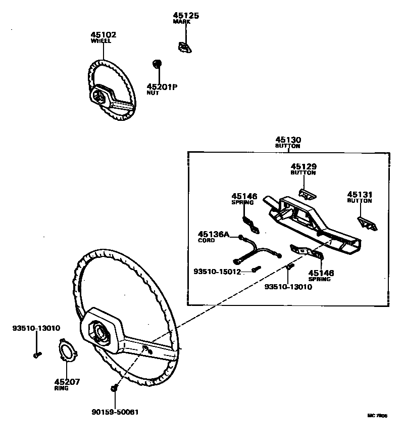 Toyota COROLLA Steering Wheel EPC diagram — MC7905
