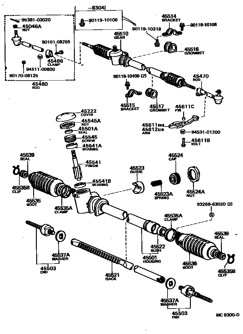 Toyota COROLLA 前转向齿轮和连杆 EPC diagram — MC6300D