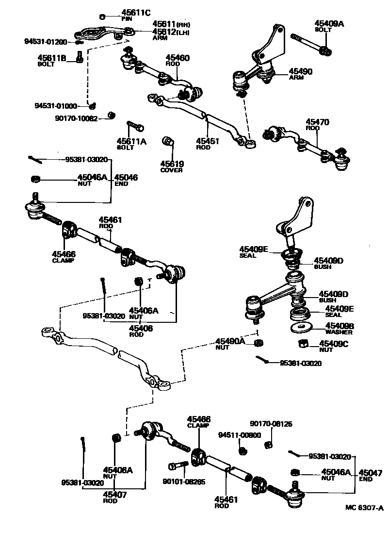 Toyota COROLLA 前转向齿轮和连杆 EPC diagram — MC6307A