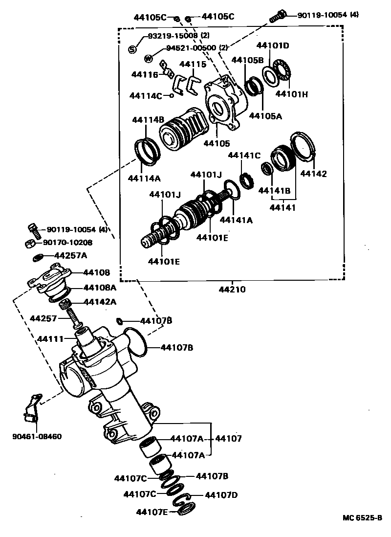 Toyota COROLLA 前转向齿轮和连杆 EPC diagram — MC6525B