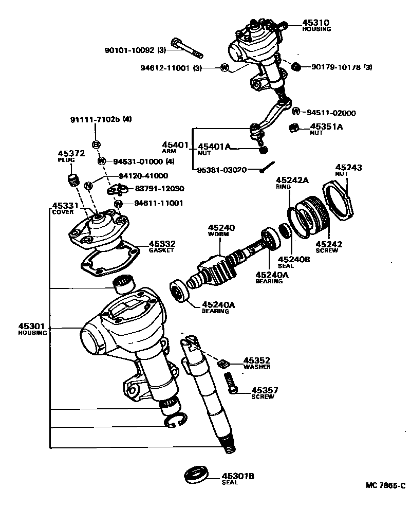 Toyota COROLLA 前转向齿轮和连杆 EPC diagram — MC7865C