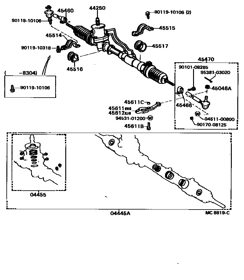 Toyota COROLLA 前转向齿轮和连杆 EPC diagram — MC8819C
