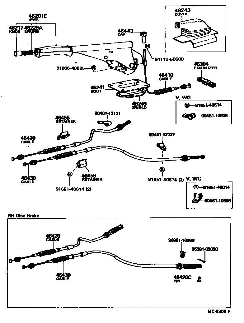 Toyota COROLLA Parking Brake & Cable EPC diagram — MC6308F