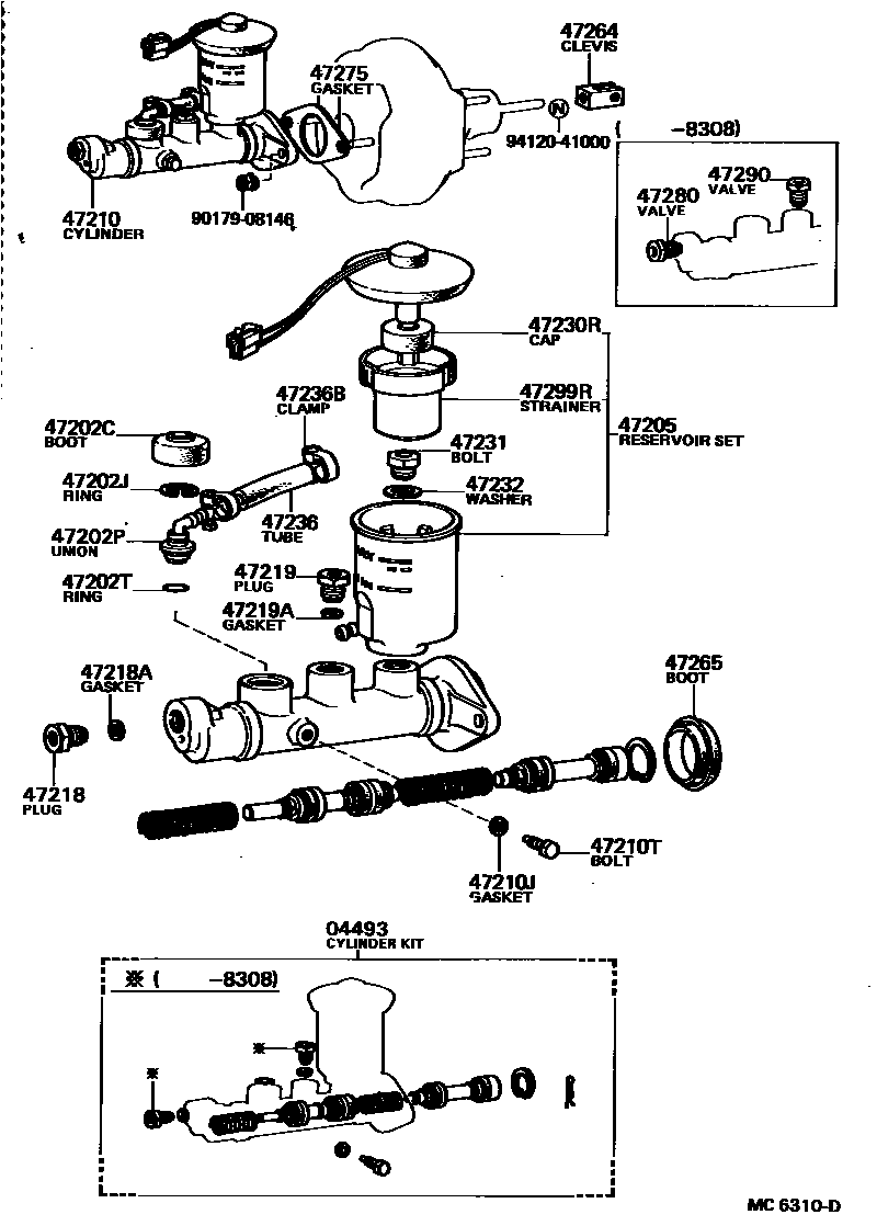 Toyota COROLLA 制动总泵 EPC diagram — MC6310D