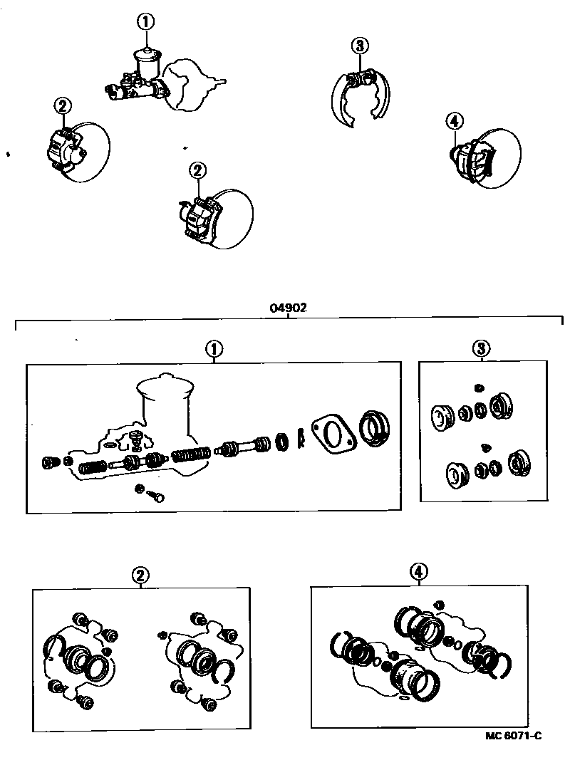 Toyota COROLLA 制动器保养组件 EPC diagram — MC6071C
