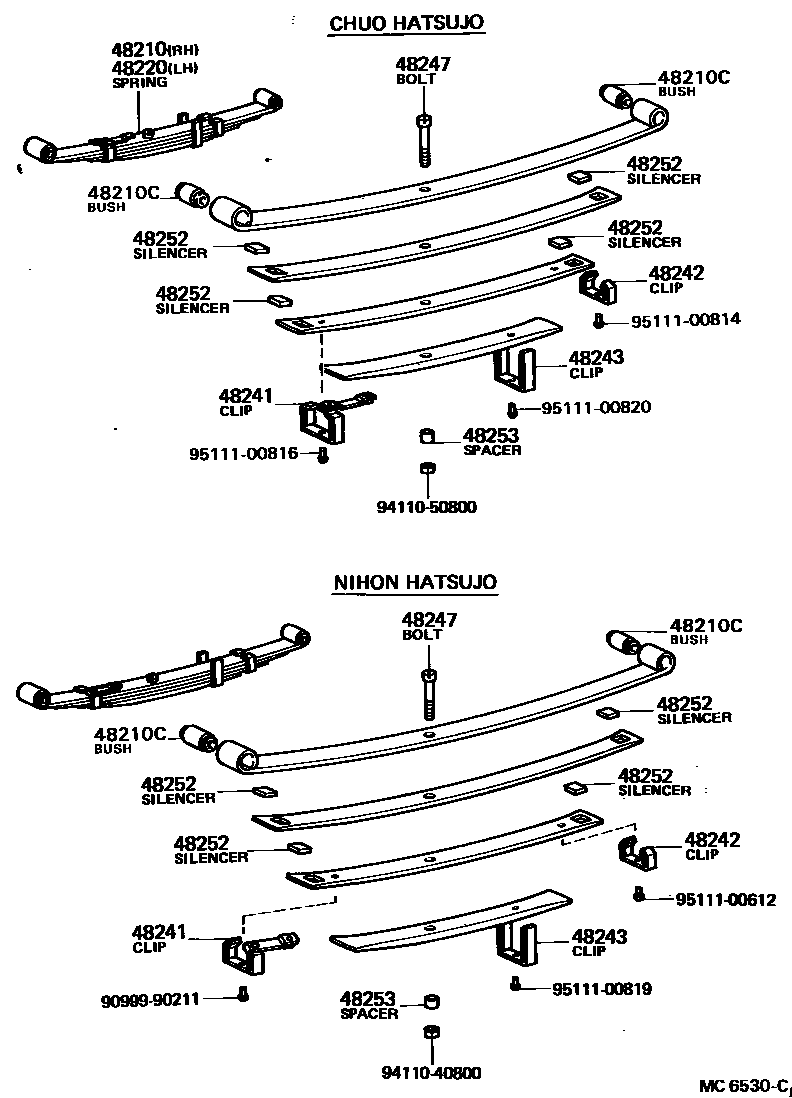 Toyota COROLLA Rear Spring & Shock Absorber EPC diagram — MC6530C