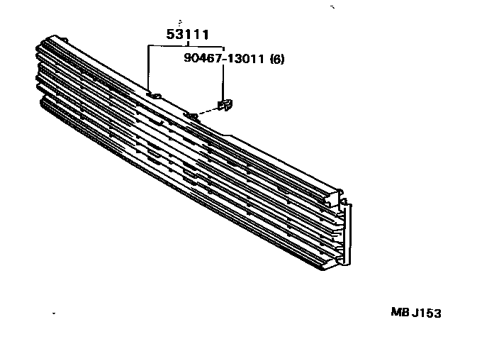 Toyota COROLLA radiator grille EPC diagram — MBJ153