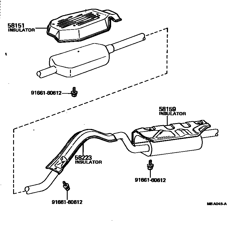 Toyota COROLLA 地板隔热垫 EPC diagram — MBA049A