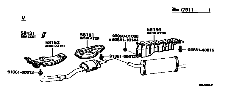 Toyota COROLLA 地板隔热垫 EPC diagram — MBA606C