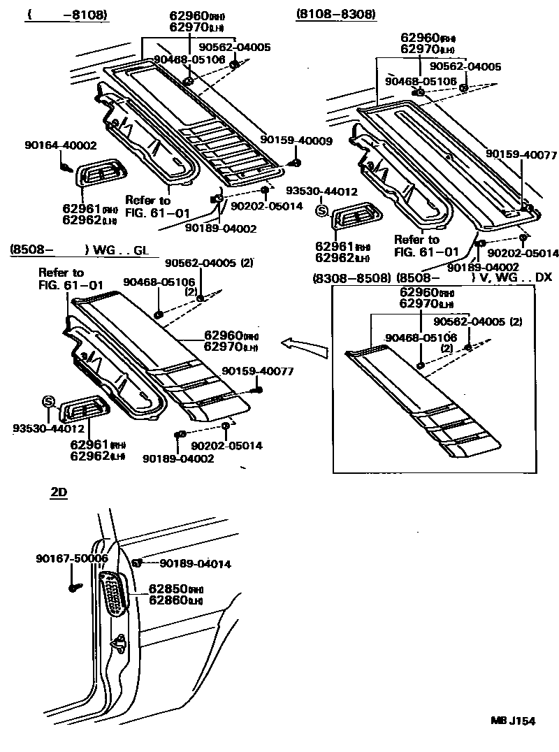 Toyota COROLLA 车侧通风装置 EPC diagram — MBJ154