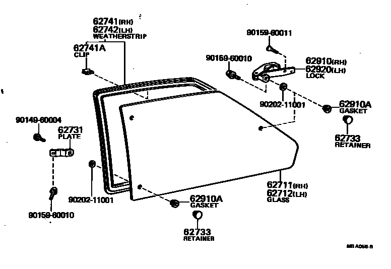 Toyota COROLLA 角窗 EPC diagram — MBA058B