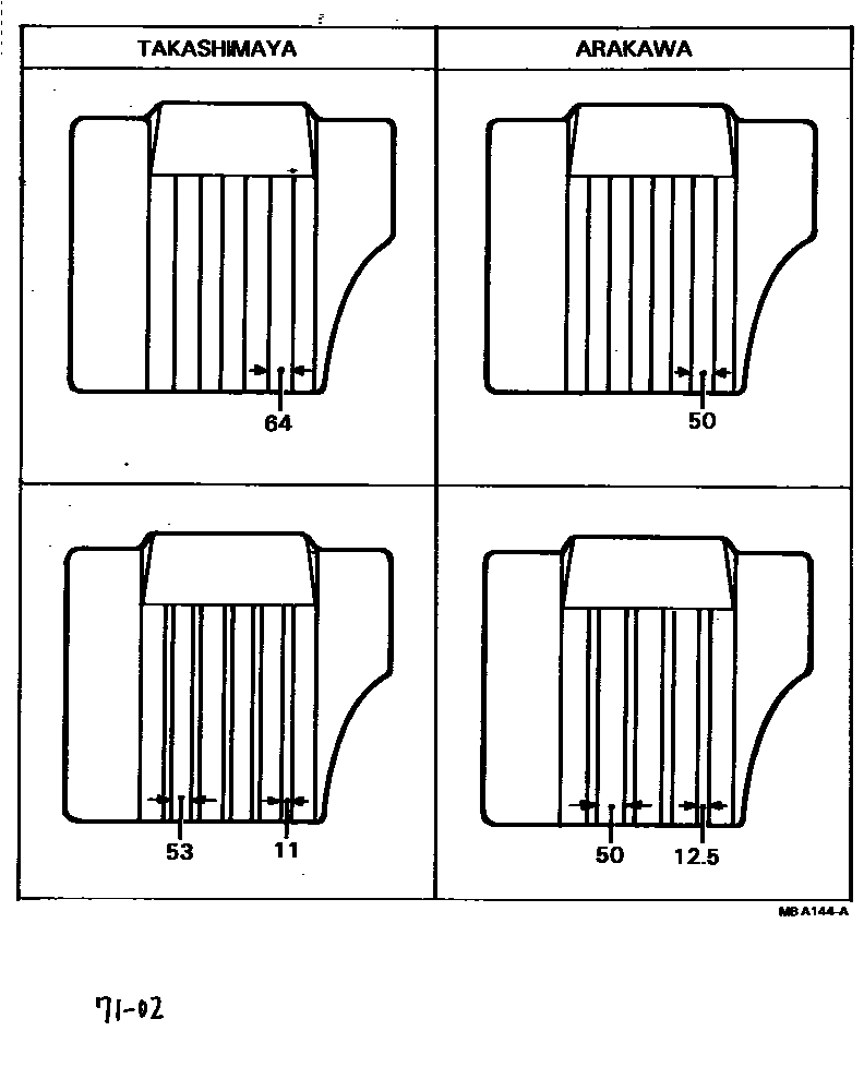 Toyota COROLLA 后排座椅和座椅滑轨 EPC diagram — MBA144A