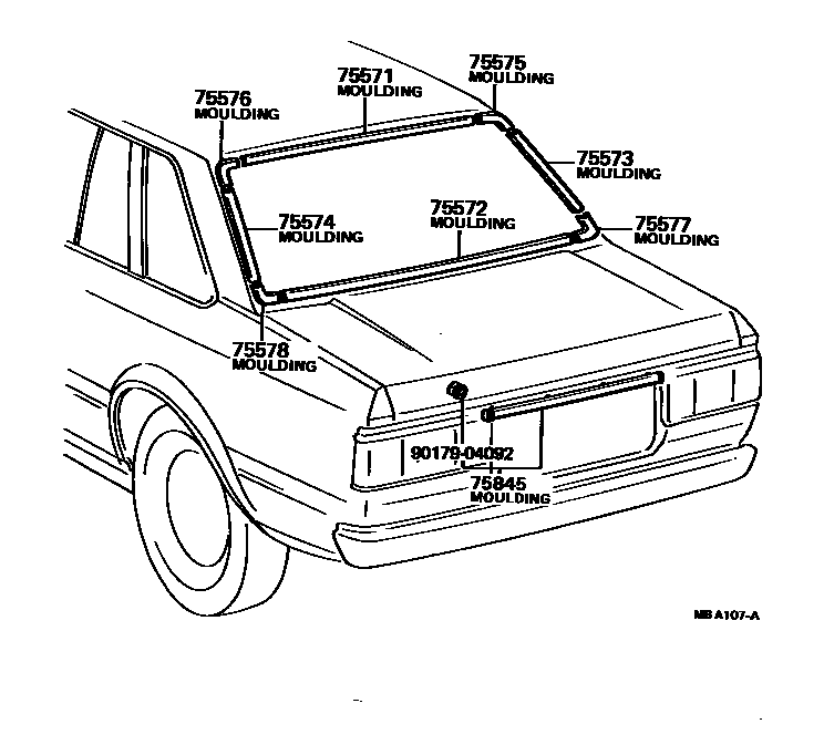 Toyota COROLLA 后防护条 EPC diagram — MBA107A