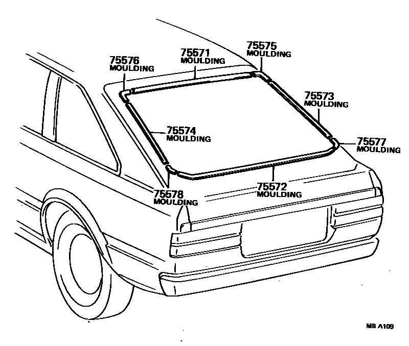 Toyota COROLLA 后防护条 EPC diagram — MBA109