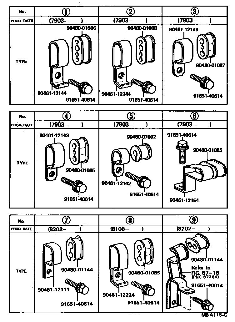 Toyota COROLLA 燃油箱和燃油管 EPC diagram — MBA115C