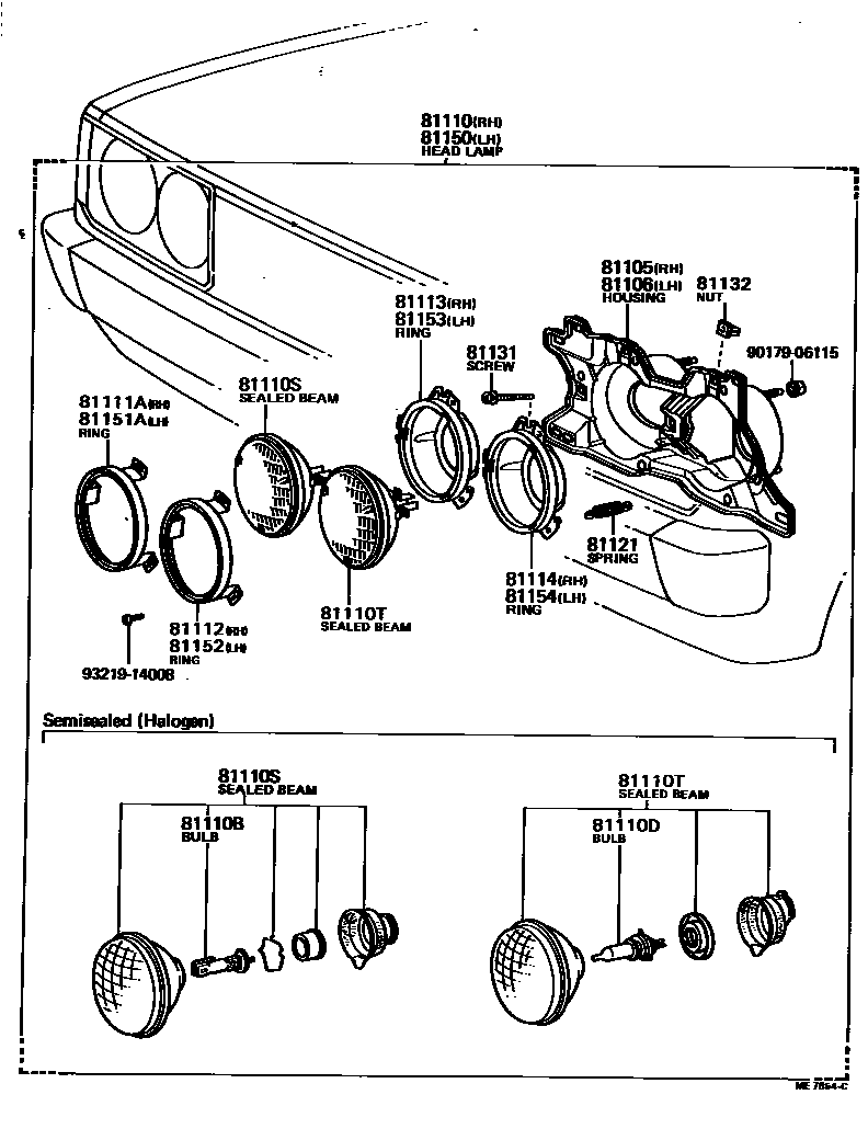 Toyota COROLLA Headlamp EPC diagram — ME7854C