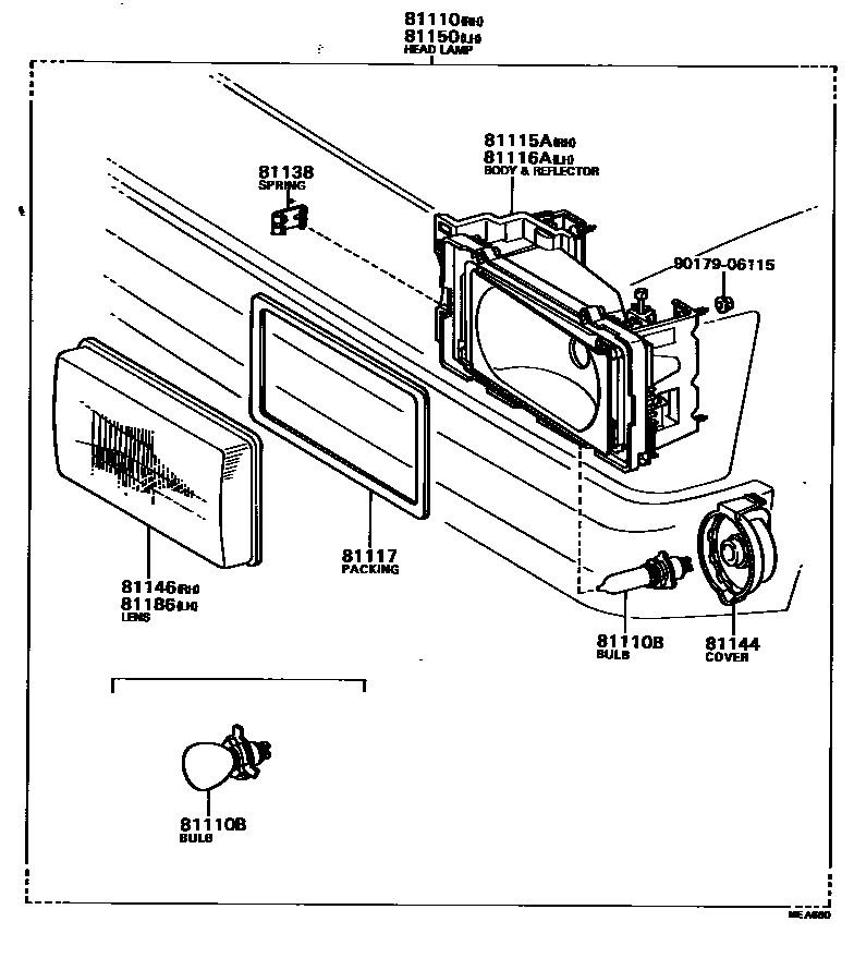 Toyota COROLLA Headlamp EPC diagram — MEA660