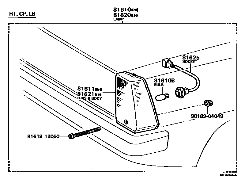 Toyota COROLLA 前示宽灯 EPC diagram — MEA664A