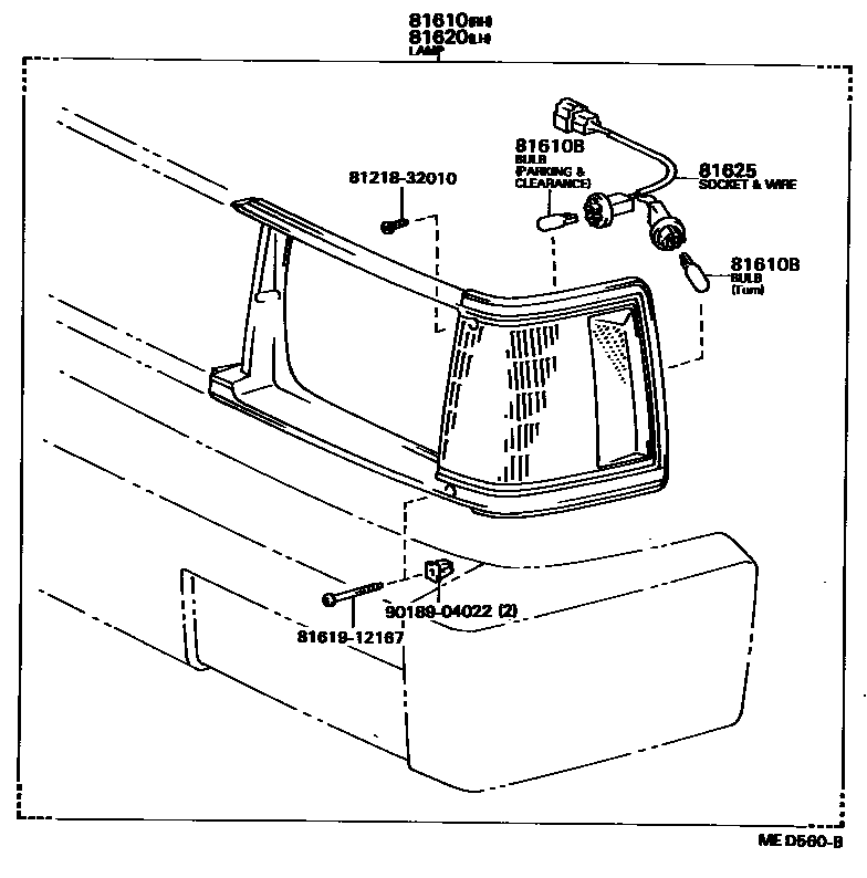 Toyota COROLLA 前示宽灯 EPC diagram — MED560B