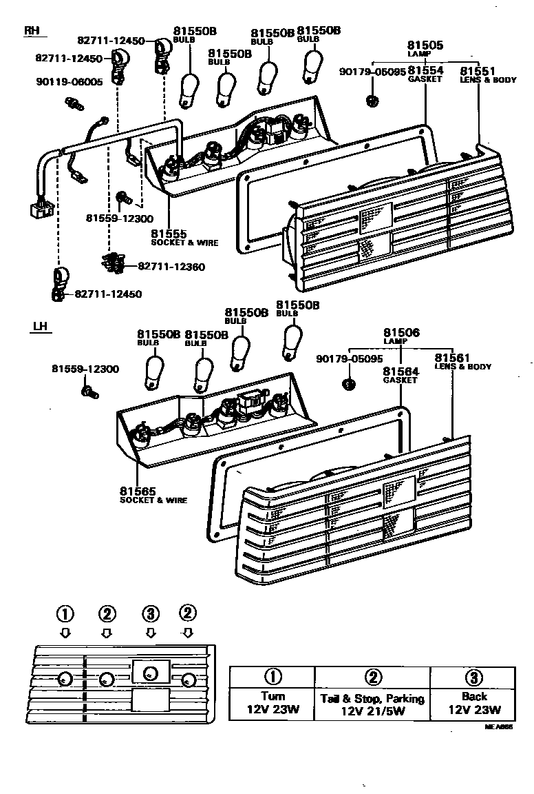 Toyota COROLLA 后组合灯 EPC diagram — MEA666