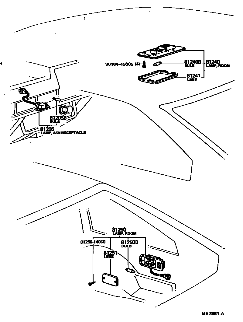 Toyota COROLLA 车内灯 EPC diagram — ME7861A