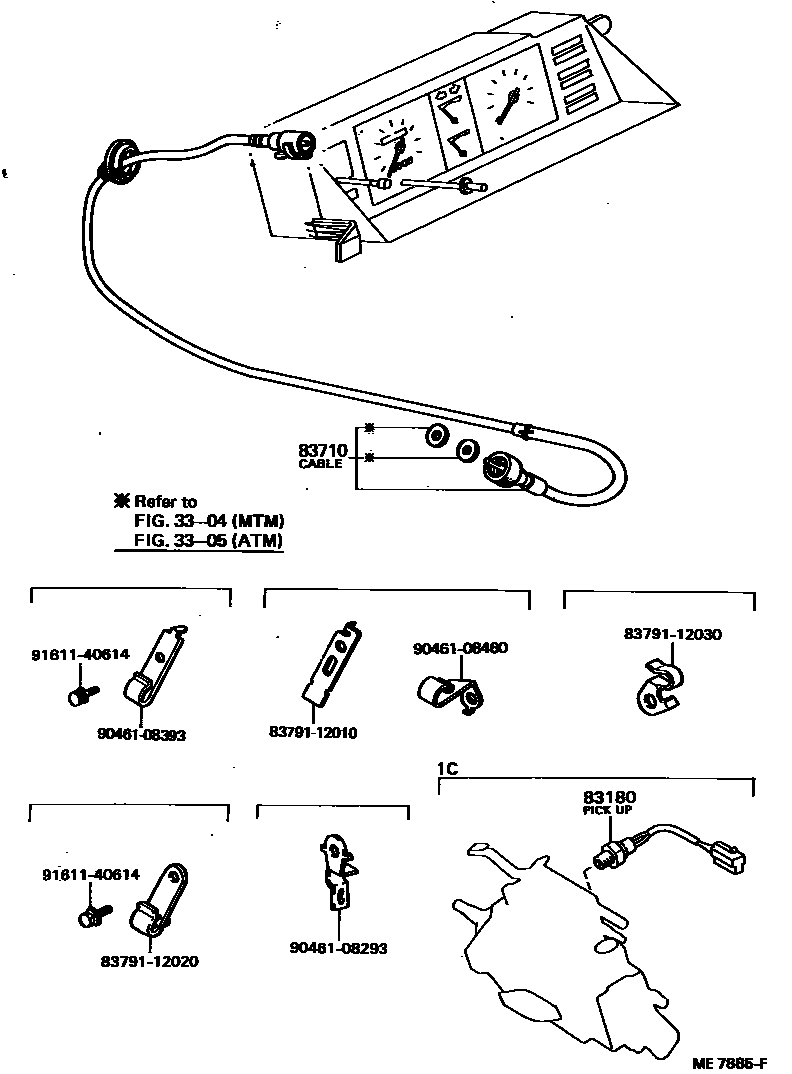 Toyota COROLLA 仪表 EPC diagram — ME7885F