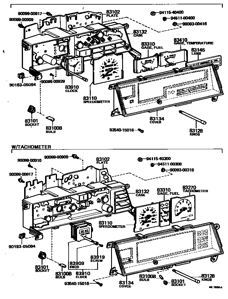 Toyota COROLLA 仪表 EPC diagram — ME7886E