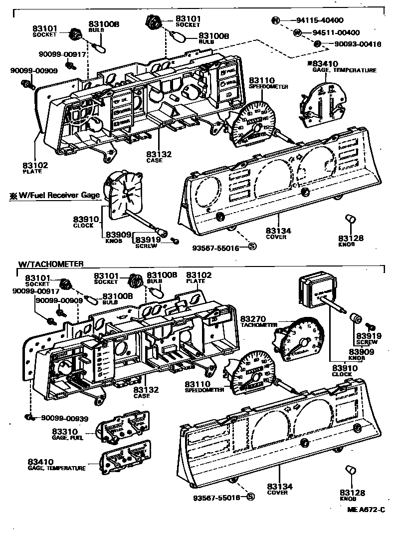 Toyota COROLLA 仪表 EPC diagram — MEA672C