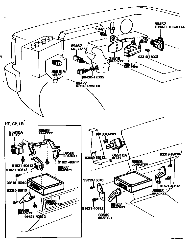 Toyota COROLLA 电子燃油喷射系统 EPC diagram — ME7888B